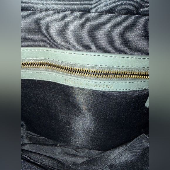 JOELLE HAWKENS Vntg Green Leather Bag Satchel Purse Studded Tassel Zips Hobo - Picture 8 of 11